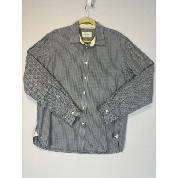 Rag & Bone Tailored Workwear Shirt L Blue Checkered 100% Cotton Button-Up - Picture 1 of 7